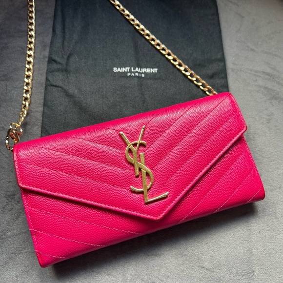 Saint Laurent Handbags - Pink YSL cassandre envelope wallet on chain